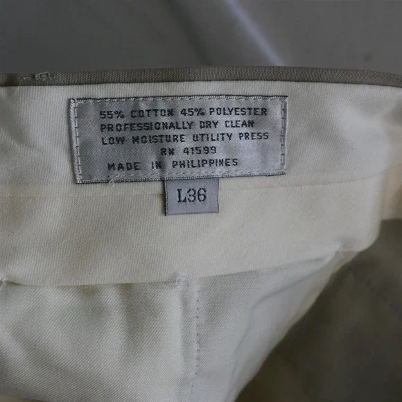 Vtg Mens‎ 42L 36x32 Beige Khaki Cotton Blend Mens Jacket Pants Suit